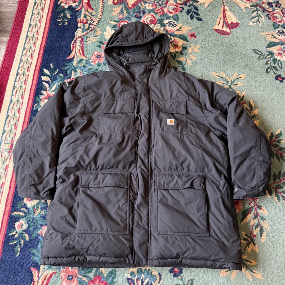 Carhartt Mens 3XL Blk Down Filled Hooded Parka Jacket Coat 100109 001 Heavy Duty